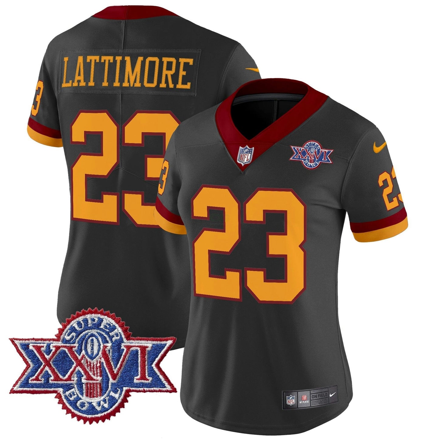Camisa NFL Washington Commanders Women’s Washington Redskins Throwback 1992 Super Bowl XXVI Patch Vapor Limited Jersey