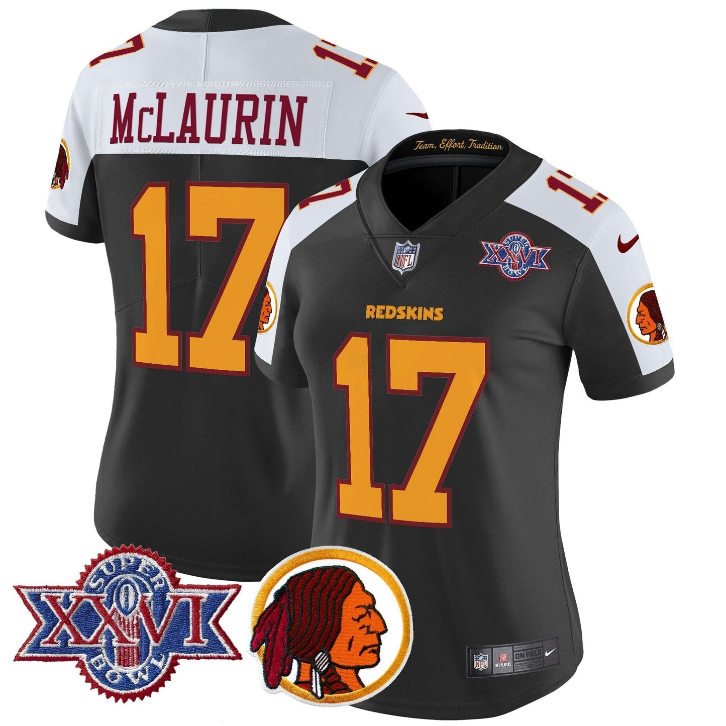 Camisa NFL Washington Commanders Women’s Washington Redskins Throwback 1992 Super Bowl XXVI Patch Vapor Limited Jersey V2