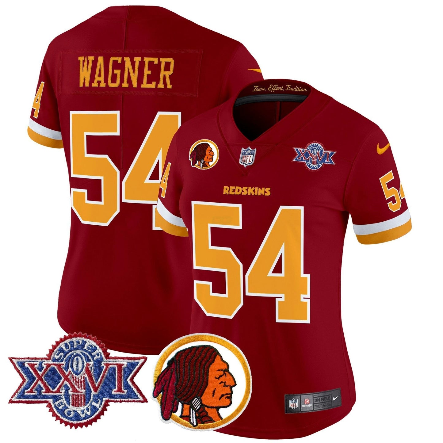 Camisa NFL Washington Commanders Women’s Washington Redskins Throwback 1992 Super Bowl XXVI Patch Vapor Limited Jersey V2