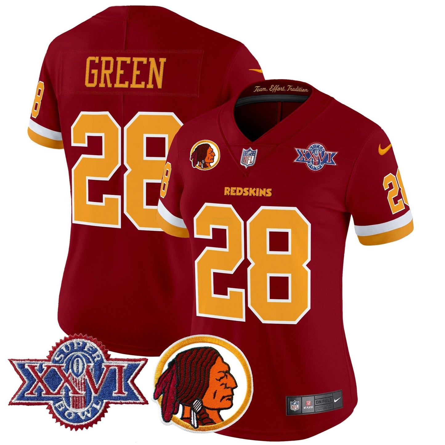 Camisa NFL Washington Commanders Women’s Washington Redskins Throwback 1992 Super Bowl XXVI Patch Vapor Limited Jersey V2