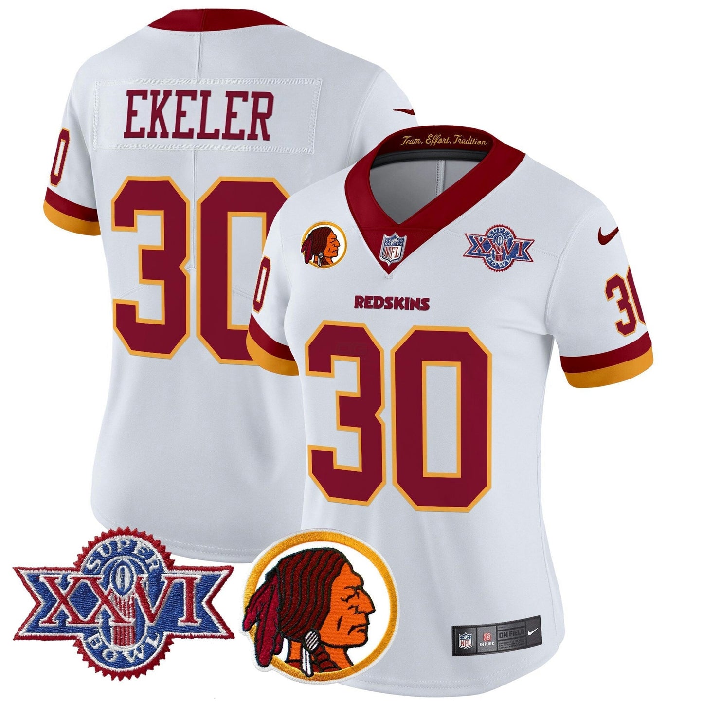 Camisa NFL Washington Commanders Women’s Washington Redskins Throwback 1992 Super Bowl XXVI Patch Vapor Limited Jersey V2