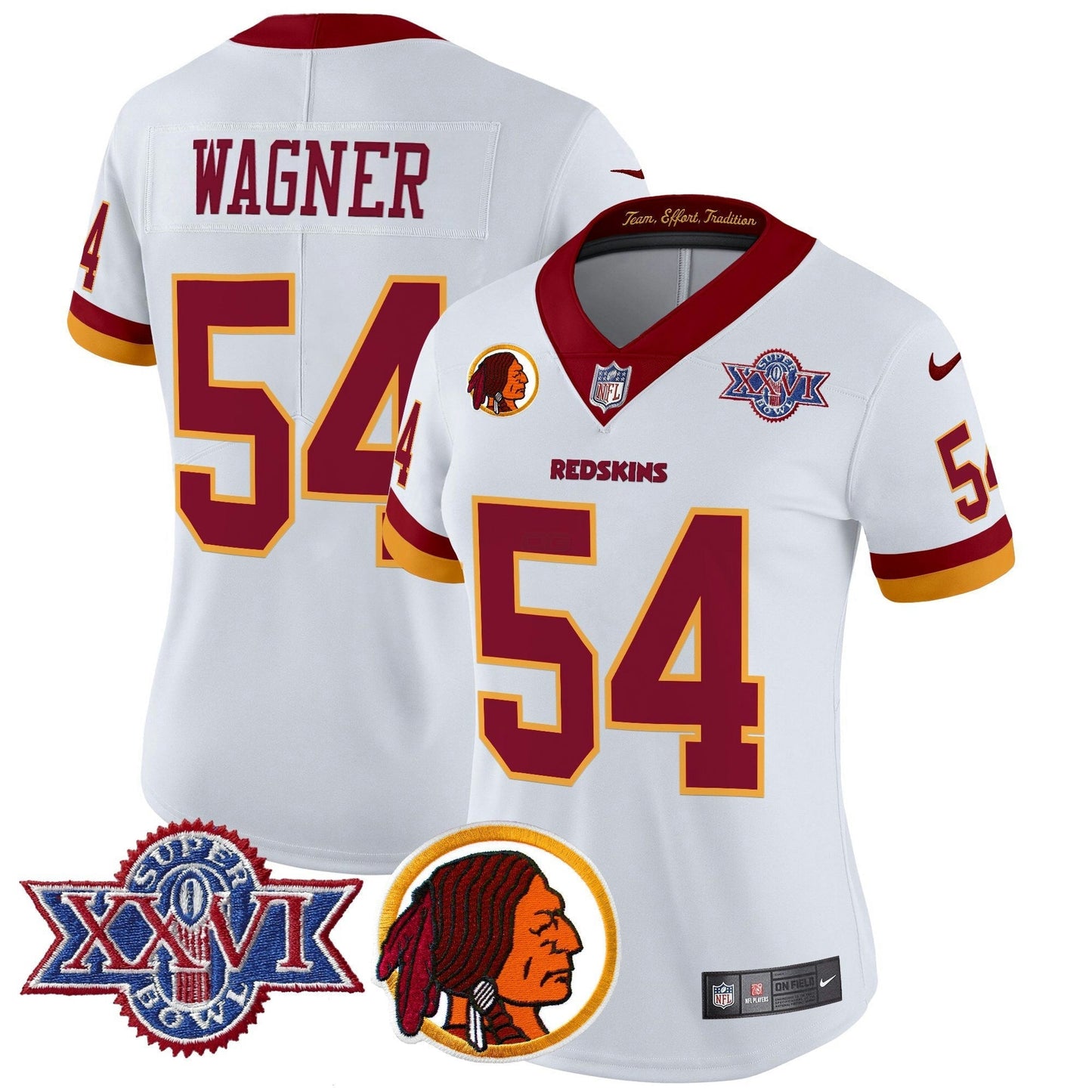 Camisa NFL Washington Commanders Women’s Washington Redskins Throwback 1992 Super Bowl XXVI Patch Vapor Limited Jersey V2
