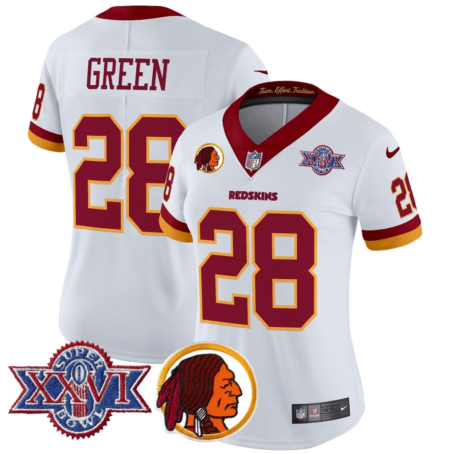 Camisa NFL Washington Commanders Women’s Washington Redskins Throwback 1992 Super Bowl XXVI Patch Vapor Limited Jersey V2