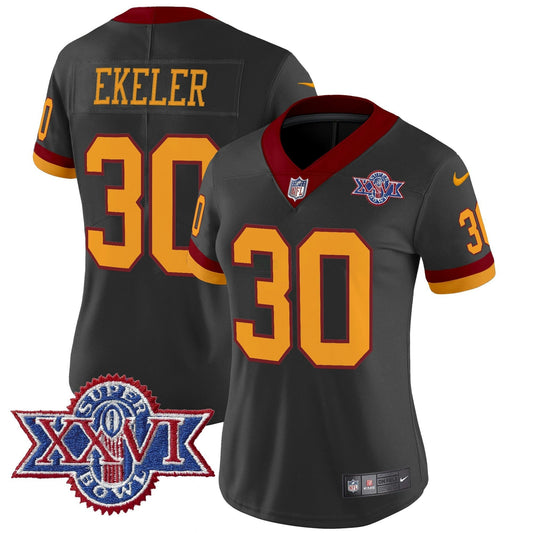 Camisa NFL Washington Commanders Women’s Washington Redskins Throwback 1992 Super Bowl XXVI Patch Vapor Limited Jersey