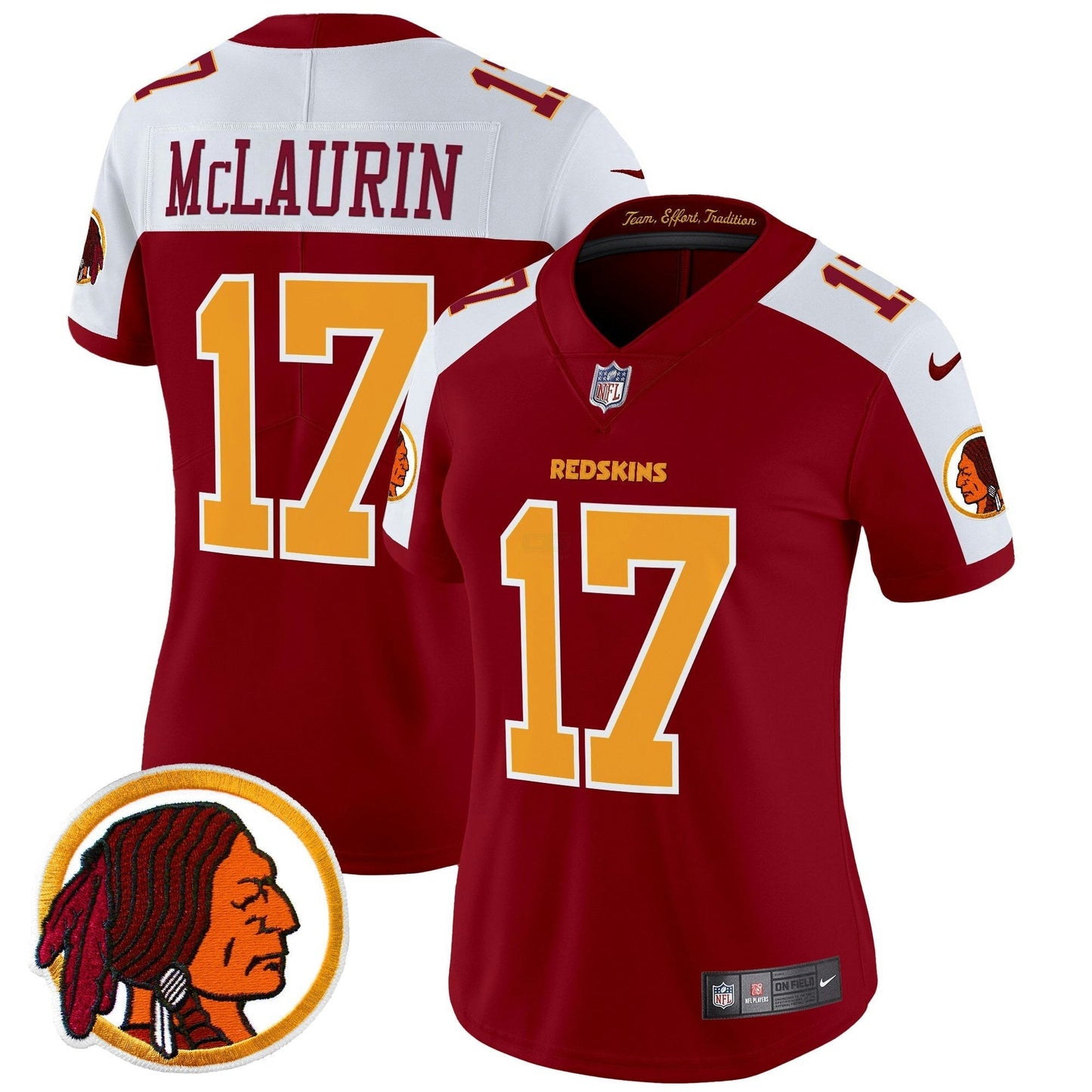 Camisa NFL Washington Commanders Women’s Washington Redskins Throwback Vapor Limited Jersey V2