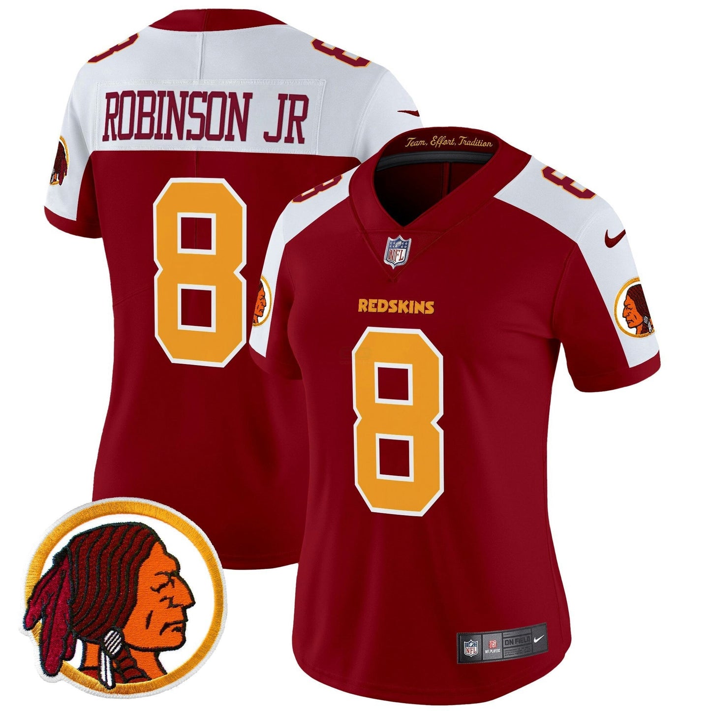 Camisa NFL Washington Commanders Women’s Washington Redskins Throwback Vapor Limited Jersey V2