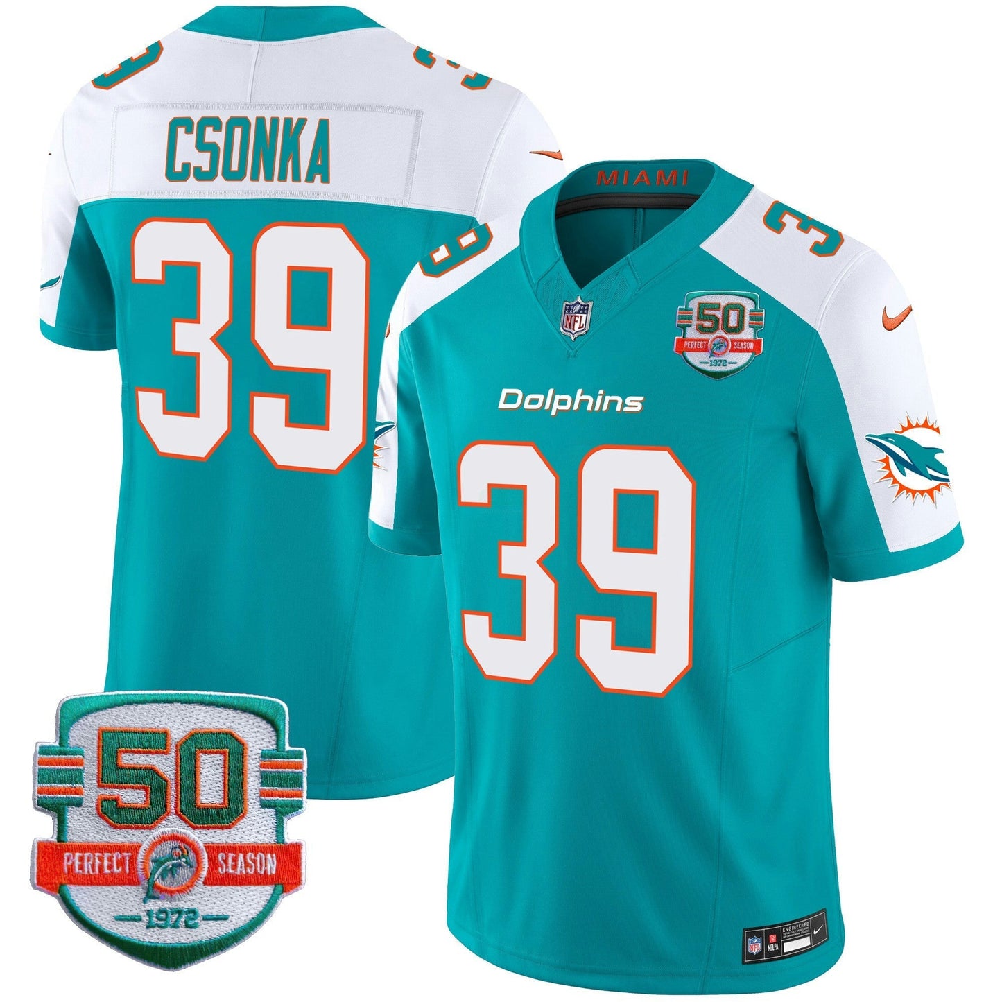 Camisa NFL Youth’s 50th 1972 Perfect Season Patch Vapor Jersey