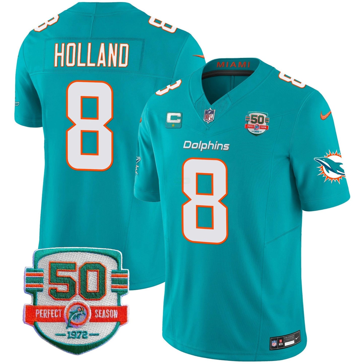 Camisa NFL Youth’s 50th 1972 Perfect Season Patch Vapor Jersey