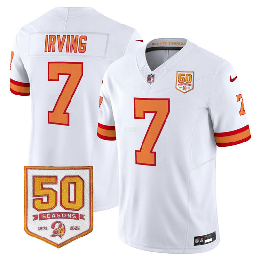 Camisa NFL Youth’s Bucky Irving Tampa Bay Throwback 50th Season Patch Vapor Limited Jersey - Branca