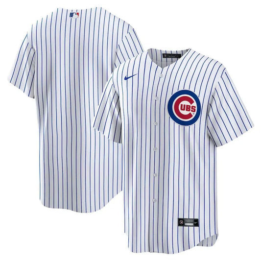 Jersey MLB Chicago Cubs  Home Torcedor Masculina Listrada Branca