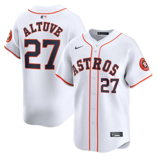 Jersey MLB Houston Astros  Jose Altuve 27 White Home Torcedor Masculina Branca