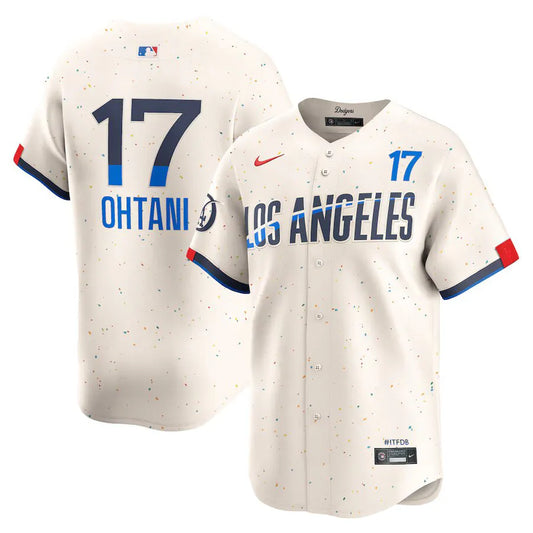 Jersey MLB Los Angeles Dodgers City Connect  Torcedor Masculina Bege Shohei Ohtani 17