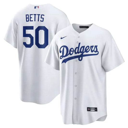 Jersey MLB Los Angeles Dodgers I  Torcedor Masculina Branca Mookie Betts 50