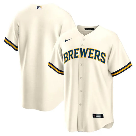 Jersey MLB Milwaukee Brewers  Home Torcedor Masculina Bege