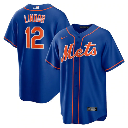 Jersey MLB New York Mets  II Torcedor Masculina Azul Francisco Lindor 12