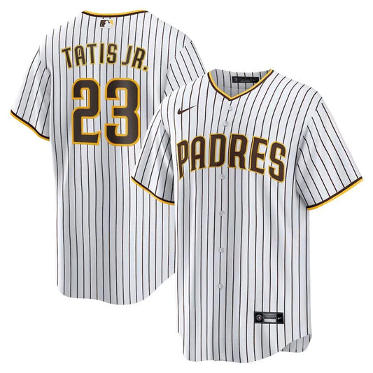 Jersey MLB San Diego Padres  Home Torcedor Masculina Listrada Listrada Branca Tatis Jr. 23