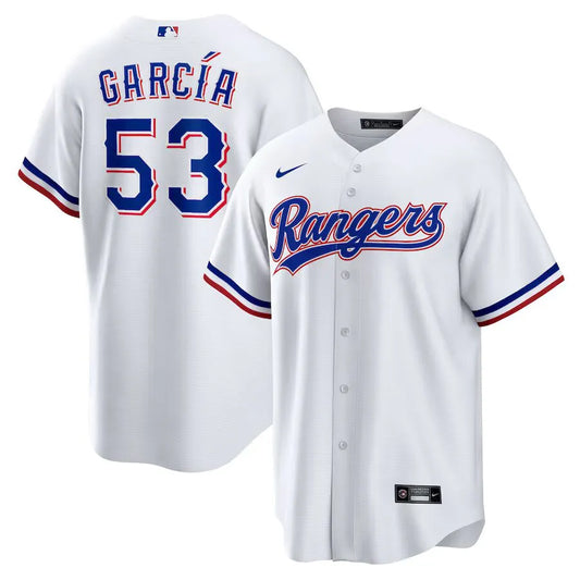 Jersey MLB Texas Rangers I  Torcedor Masculina Branca Adolis Garcia 53