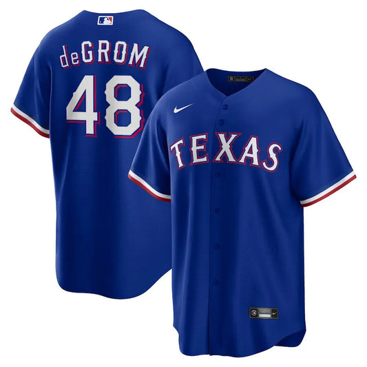 Jersey MLB Texas Rangers II  Torcedor Masculina Azul Jacob deGrom 48
