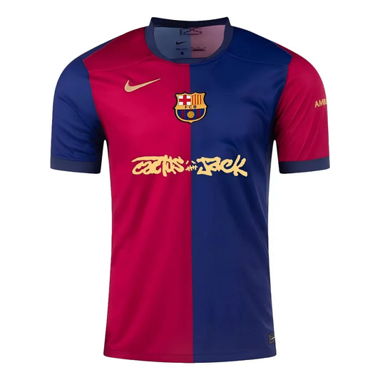 Barcelona Travis Scott Home Fan Jersey 2025/26 Spotify and FC Barcelona Collab With Travis Scott on a Special Cactus Jack